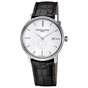 Frederique Constant FC-345NS5S6 Mens White Dial Watch with Leather Strap