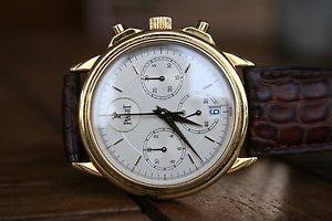 18k gold Piaget gouverneur automatic chronograph with orig 18k deployment buckle