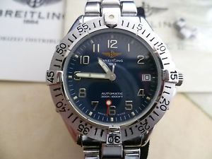 BREITLING COLT AUTOMATIC FULL SET, BLUE DIAL, A17035 JUST OFFICIALLY SERVICED!!