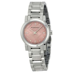 Burberry BU9223 Womens Pink Dial Analog Quartz Watch with Stainless Steel Strap