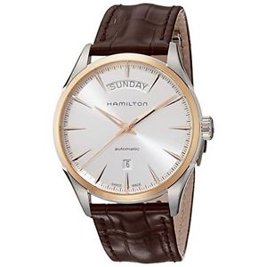 Hamilton Jazzmaster H42525551 Mens Silver Dial Watch with Leather Strap