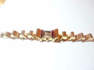 ART DECO SOLID YELLOW GOLD 18KT LADY WATCH WITH NATURAL RUBY - OROLOGIO ART DECO