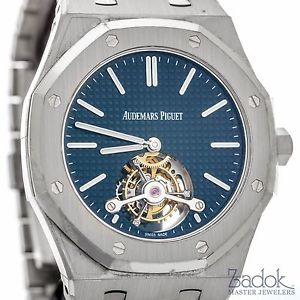 Audemars Piguet Royal Oak Tourbillion Extra-Thin Watch Steel 26510ST Blue Dial