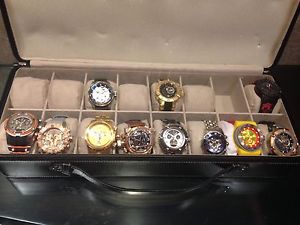 (11) LOT INVICTA WATCHES AND LEATHER CASE 16316 17332 17633 12880 6115 12483