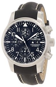 Fortis Men's 701.10.81 L.01 F-43 Flieger Chrono Automatic Day Date Leather Watch