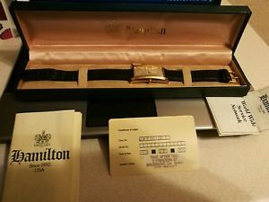 HAMILTON MENS GOLD WATCH GENUINE WITH BOX AND PAPERS