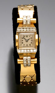 Ladies 14K Yellow Gold Diamond Bracelet Watch