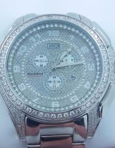 GTX Blackbird Chronograph 6.5 Ct Diamond Stainless Steel Mens Watch