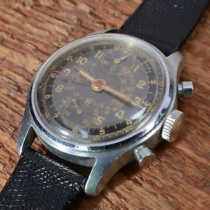 Antique 1940s Military Bovet WWII Pilot Chronograph Wristwatch Telemetre Valjoux