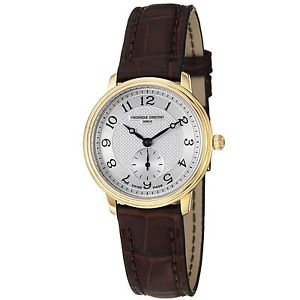 Frederique Constant Women's FC-235AS1S5 Slim Line Dark Brown Leather Stra... New