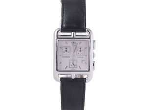 HERMES Cape Cod chronograph SS Leather Quartz CC1.910 Wrist Watch WristWatch