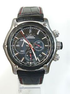 Ebel Mens Chronograph Automatic Leather Strap Watch E9137L73