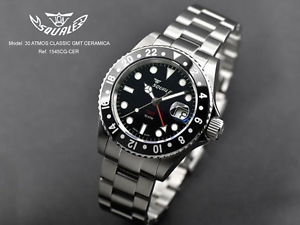 Brand New Squale 1545 30 Atmos Horizon Black GMT Watch Full Set Under Warranty