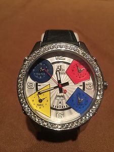 JACOB AND CO AUTHENTIC WATCH W/DIAMONDS + 5 TIME ZONES NEAR MINT CONDITION!!