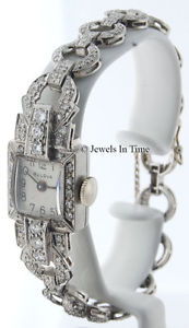 Bulova Platinum & 1.50 CT Diamond Vintage Watch