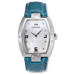 Concord 0311064 Womens White Dial Quartz Watch with Leather Strap