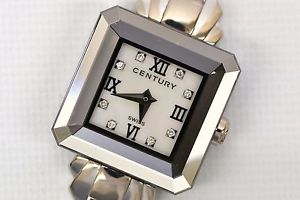 Authentic Century Time Gem 18k White Gold Dial Diamond Quartz Ladies Wrist Watch
