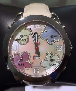 Jacob & Co Five Time Zones Pink Band 3.25 Carat Diamond Women's Watch JC-ATH10