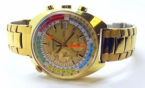 1970's Wakmann Regate 2 Register Chronograph Wrist Watch ~Lemania Caliber 1341~