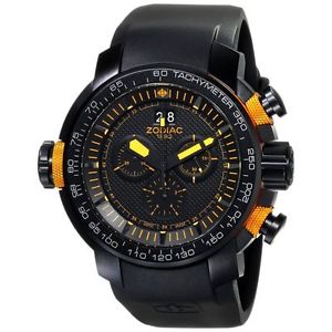 Zodiac ZO8558 Mens Black Dial Quartz Watch with Rubber Strap