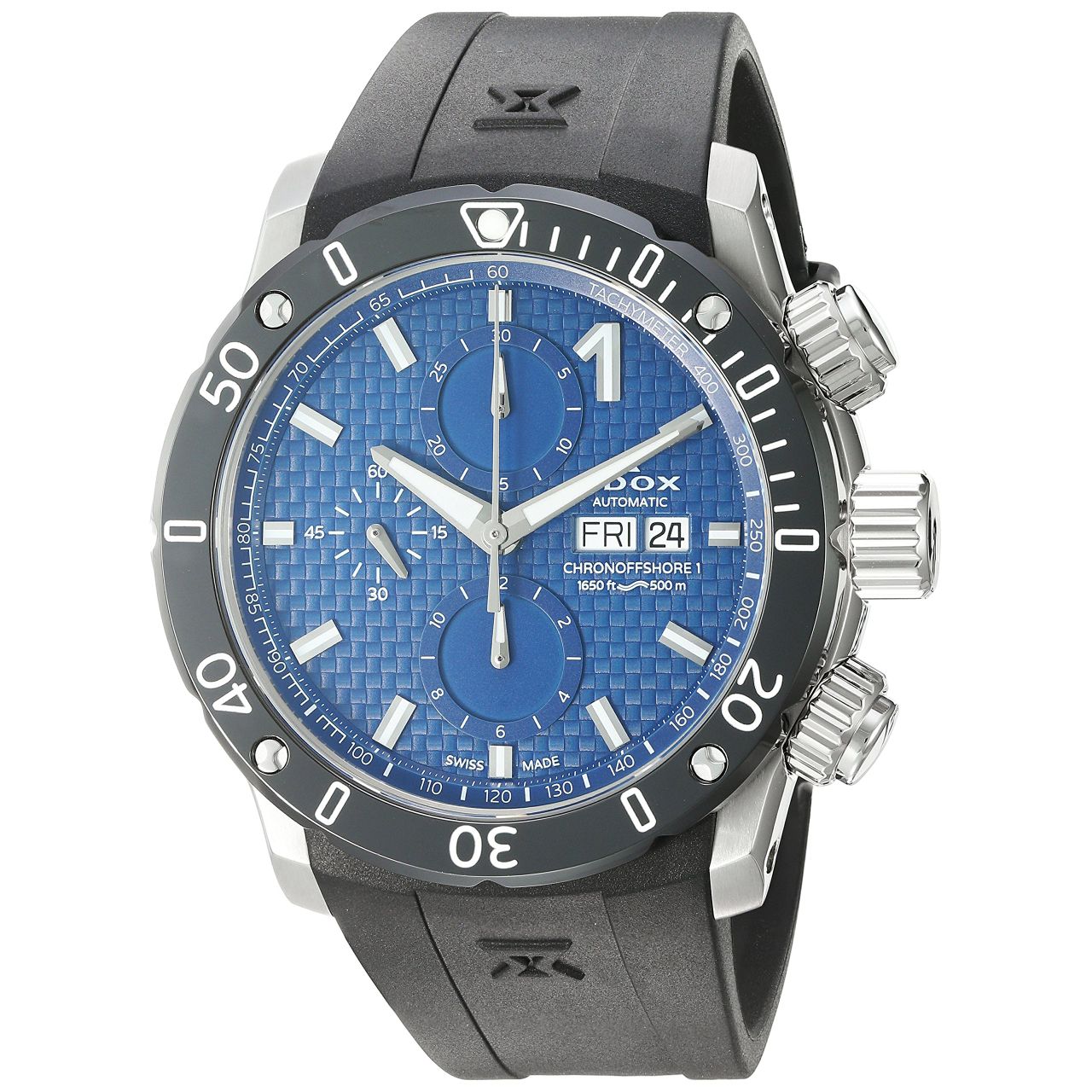 Edox Men's 'Chronoffshore-1' Swiss Automatic Stainless Steel and Rubber Diving W