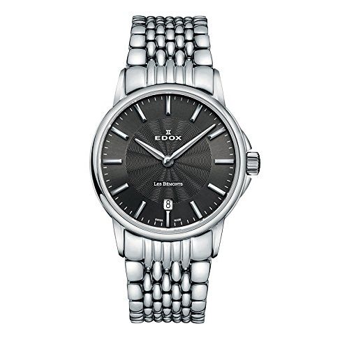 Edox Women's 57001 3M GIN Les Bemonts Analog Display Swiss Quartz Silver Watch