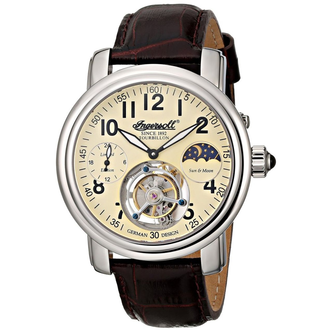 Ingersoll IN5306CR Mens Beige Dial Analog Mechanical Watch with Leather Strap