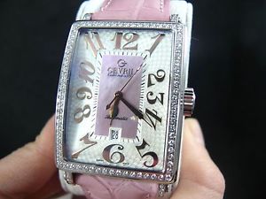 Gevril 6208RV Glamour Diamond-Accented Stainless Steel Automatic Pink Crocodile
