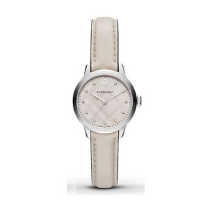 Burberry Women's Swiss Diamond Accent White Leather Strap Watch 32mm BU10105