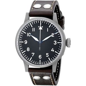 Laco/1925 861748 Mens Black Dial Analog Automatic Watch with Leather Strap