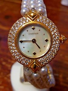 CARTIER VENDOME LADY EXCLUSIVE DIAMONDS AND PEARLS - NEW FULL SET