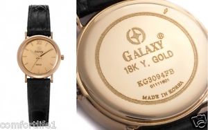 Brand GALAXY18K Gold WOMEN Luxury Sapphire Crocodile Leather Analog Quartz watch