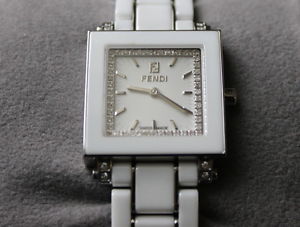 $1850 FENDI Orologi White Ceramic & Diamond Watch