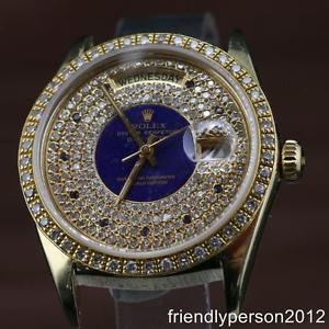 Customized After market 18K Solid Yellow Gold 18038/18348 Pave Diamond Watch