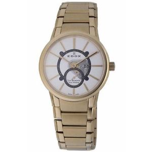 72011 37J AID Edox Men's Les Bemonts Gold/White Stainless Steel Watch