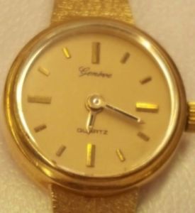 GENEVA SOLID 14K GOLD WATCH WITH SOLID 14K GOLD BAND FOR WOMEN