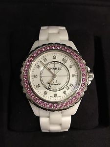 Chanel j12 42mm White Ceramic With Pink Sapphires And Diamonds - H2011 Model