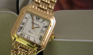 Imperialto 9ct gold tank watch / bracelet eta Swiss movement serviced 50 grams