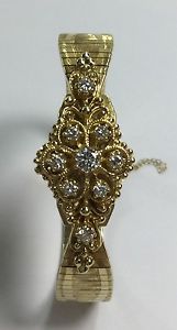 Elegant Vintage Jean Claude 14k Yellow Gold Diamond Cover Ladies Watch/Bracelet