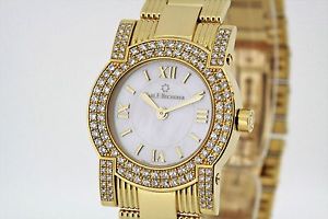 CARL F. BUCHERER Pathos Diva solid 18K Gold Watch Diamonds MoP Dial (2460)