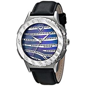 Brillier Unisex 12-01 "Kalypso" Diamond-Accented Stainless Steel Watch with Blac