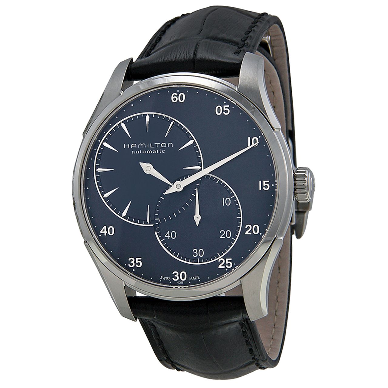 Hamilton H42615743 Mens Blue Dial Analog Automatic Watch with Leather Strap