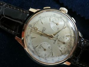 eberhard & co Extrafort 16000 rare chronograph three counters 18kt gold case 40