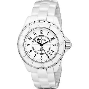 CHANEL WOMEN'S J12 38MM WHITE CERAMIC BAND & CASE AUTOMATIC ANALOG WATCH H0970