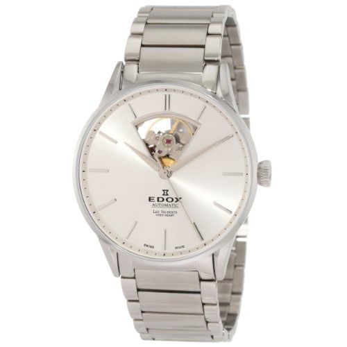 Edox Men's 85011 3B AIN Les Vauberts Automatic Silver Dial Steel Bracelet Watch