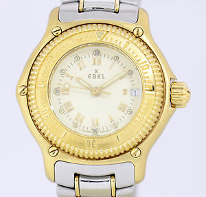 Ebel 18K Gold Discovery Diver Lady white cream Dial Steel