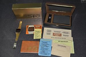 1977 HEWLETT-PACKARD HP-01 Gold Calculator Watch Stainless Steel Band Complete