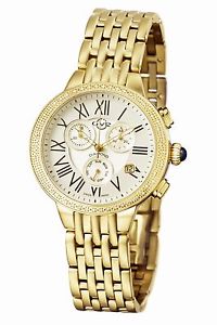 GV2 by Gevril Women's 9131 ASTOR Chronograph Diamonds Gold IP Steel Wristwatch