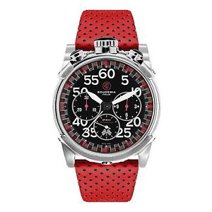 CT SCUDERIA MEN'S CITY RACER 44MM RED LEATHER BAND AUTOMATIC WATCH CS10510