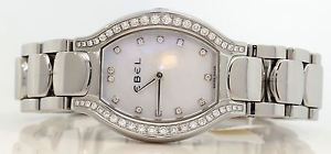 LADIES STAINLESS STEEL EBEL BELUGA WATCH WITH DIAMONDS! BOX AND PAPERS! #R1